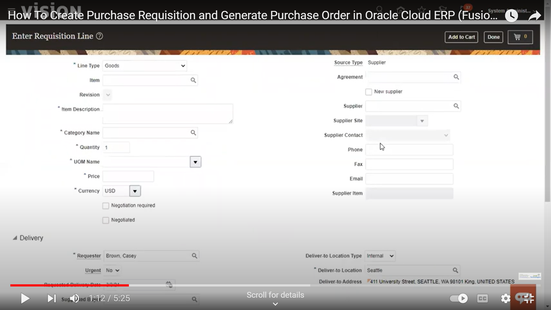 P2P Cycle in Oracle Cloud Fusion