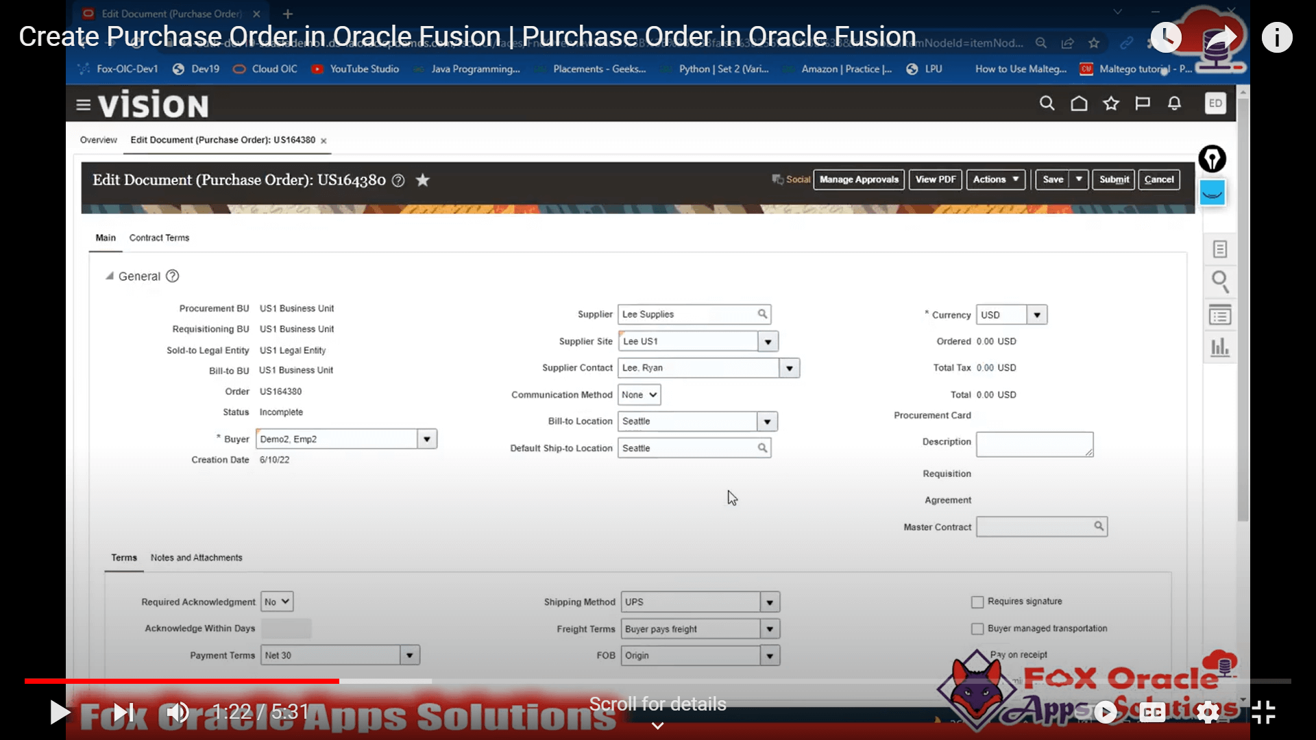 P2P Cycle in Oracle Cloud Fusion