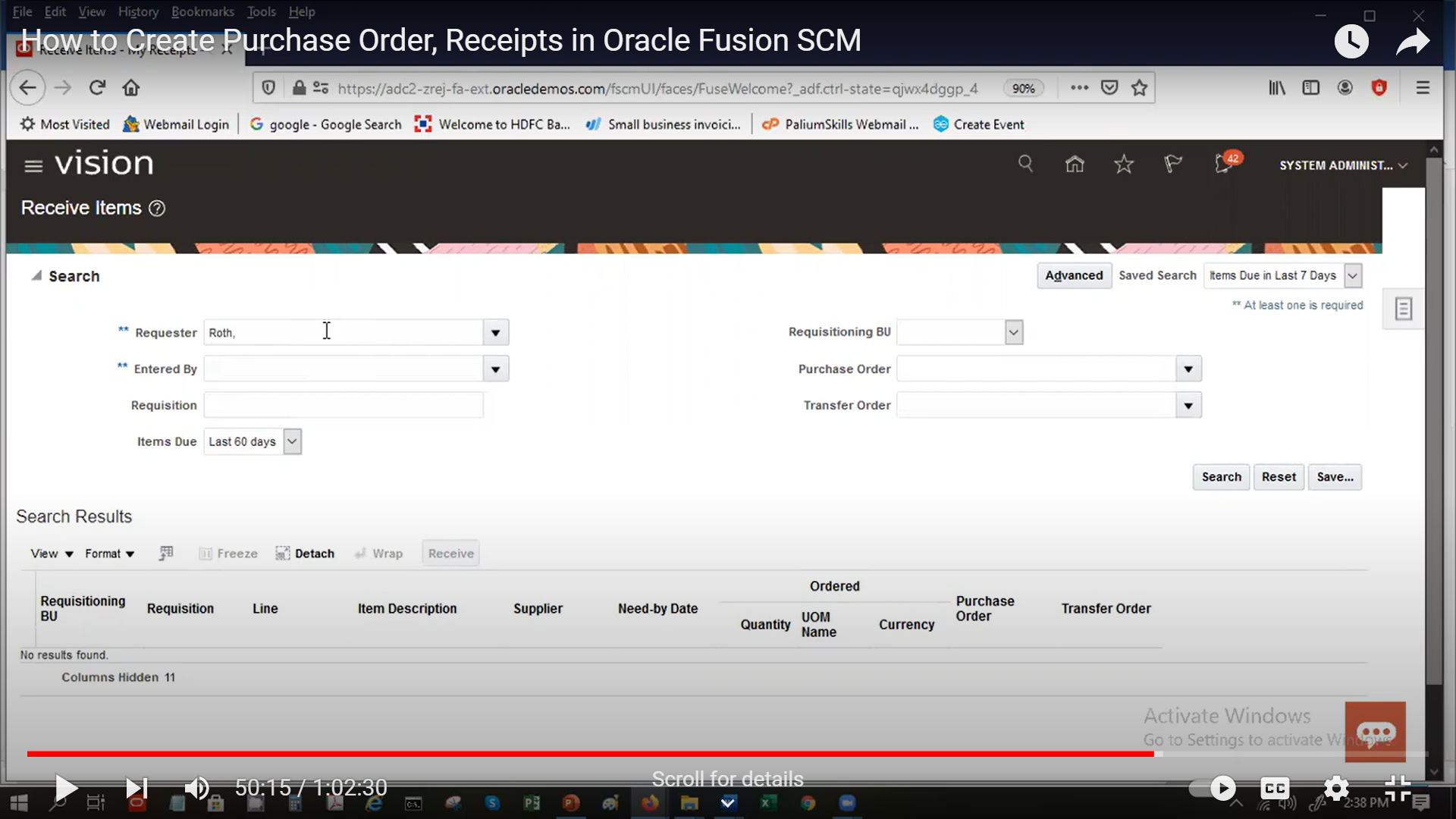 P2P Cycle in Oracle Cloud Fusion