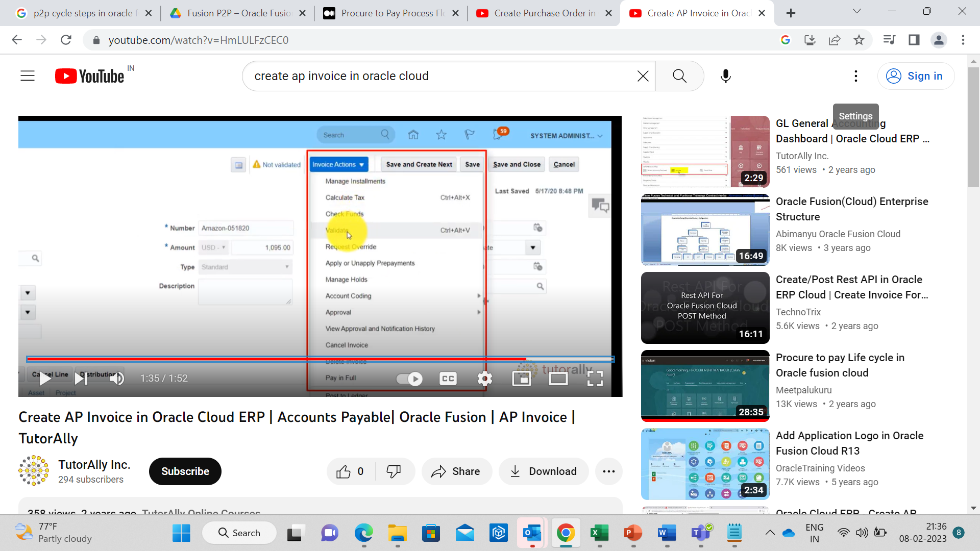P2P Cycle in Oracle Cloud Fusion