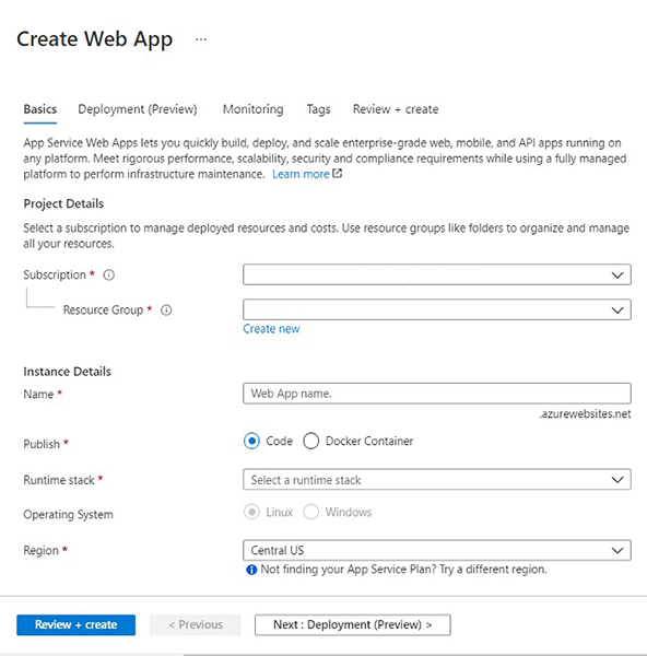 create Web App