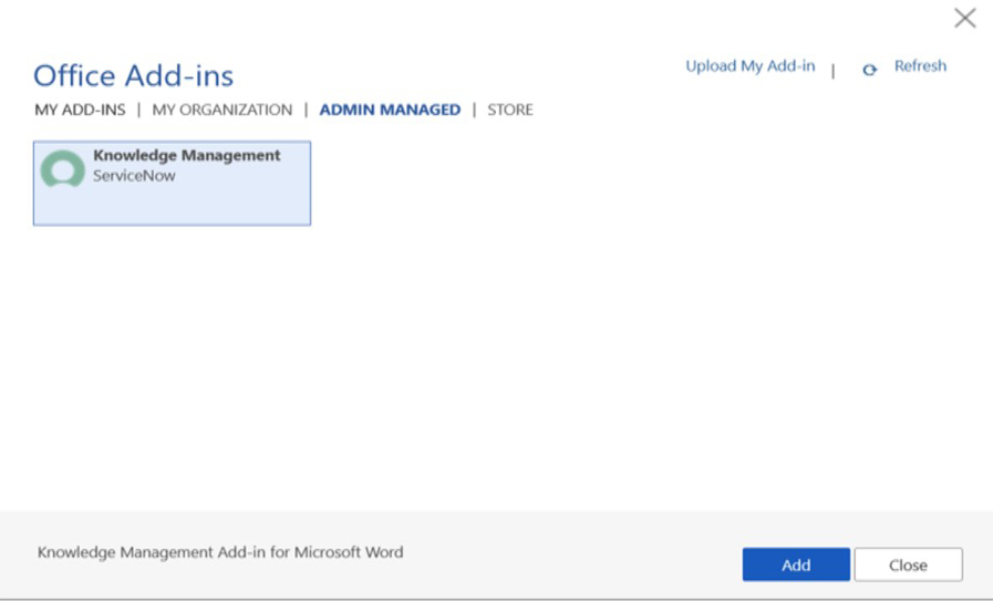 Microsoft Word to access ServiceNow